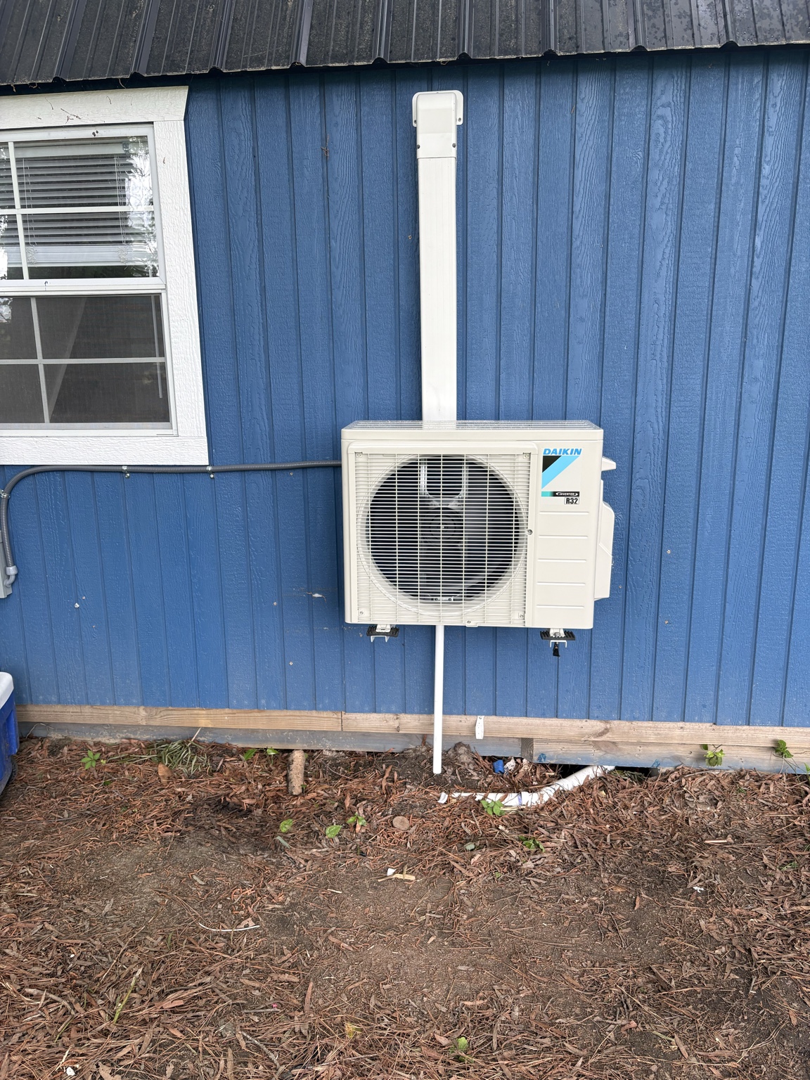 Daikin ductless mini-split outdoor unit installation in Eastern North Carolina